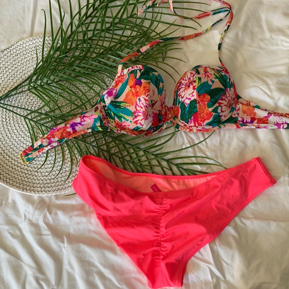 Victorias Secret hot pink/orange bikini set!